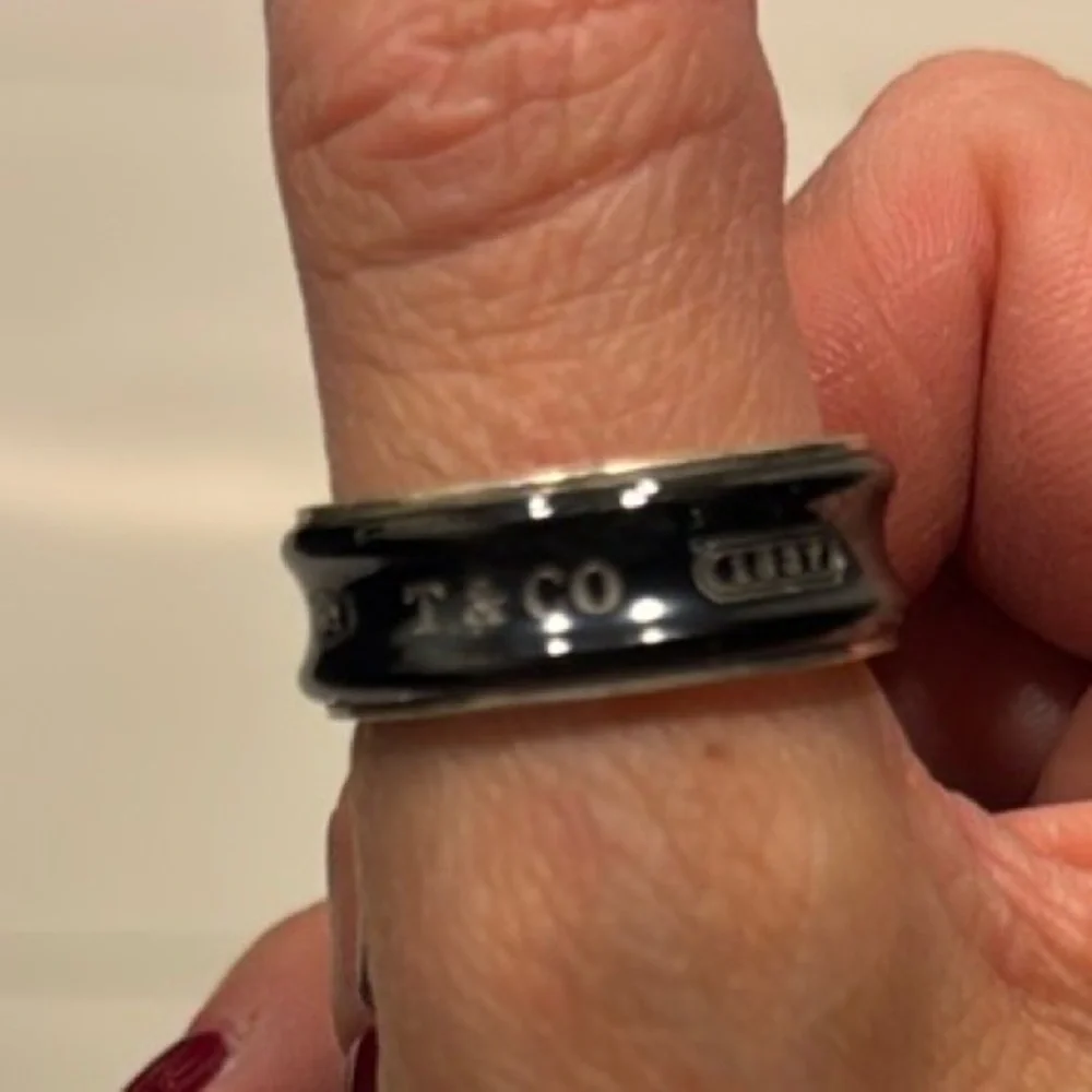 Authentic Tiffany & Co. 1837 Black Titanium and Silver Midnight Ring Band - Picture 3 of 4